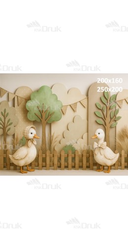 Tło fotograficzne „Wielkanocne kaczuszki w pastelowej dekoracji” | E812